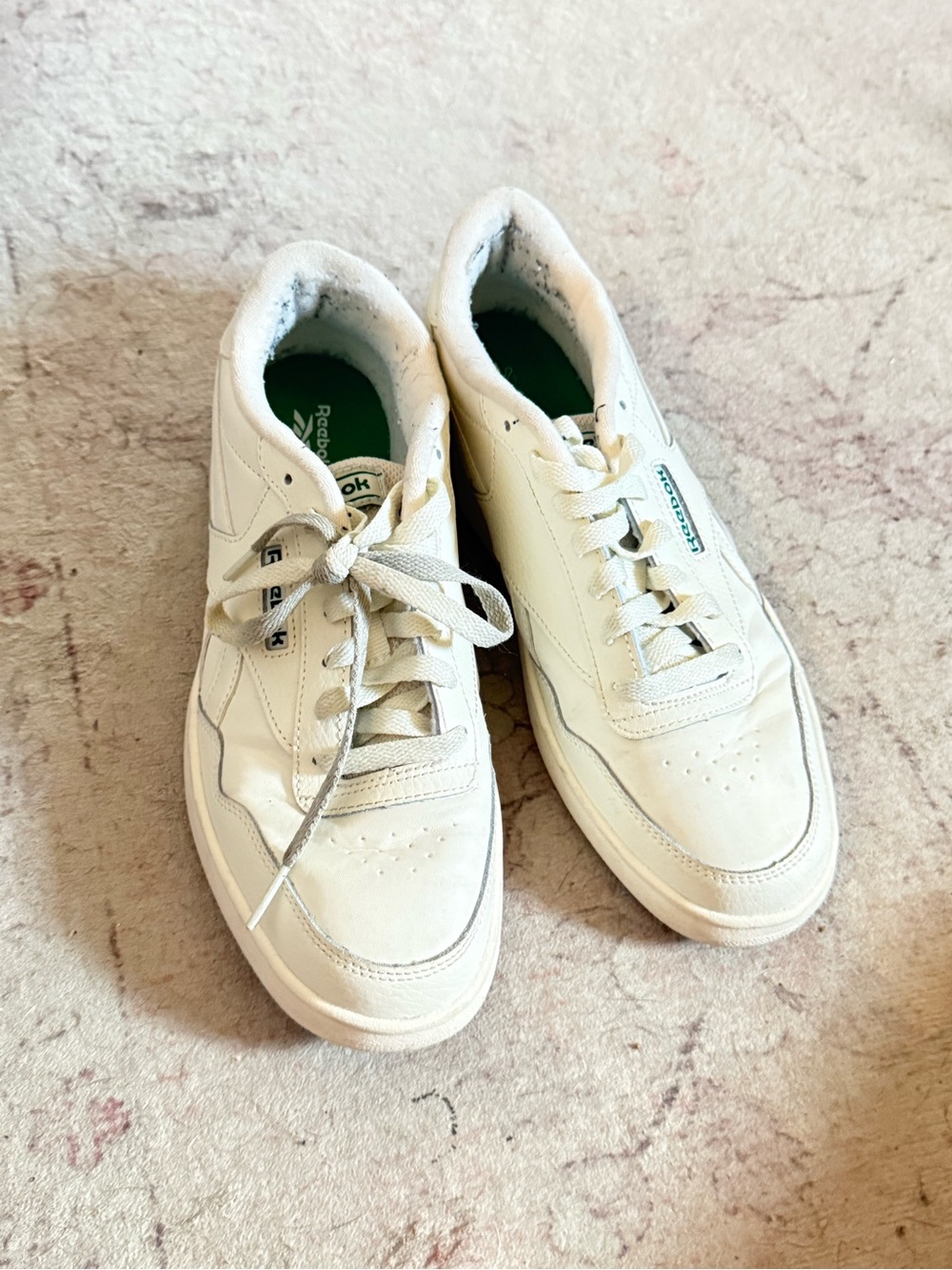 Reebok Off-White Leather Low-Top Sneakers